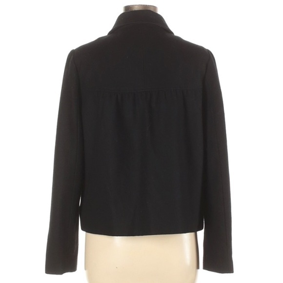 Banana Republic sz M black wool blend button up lined collared dress jacket coat - Picture 2 of 14